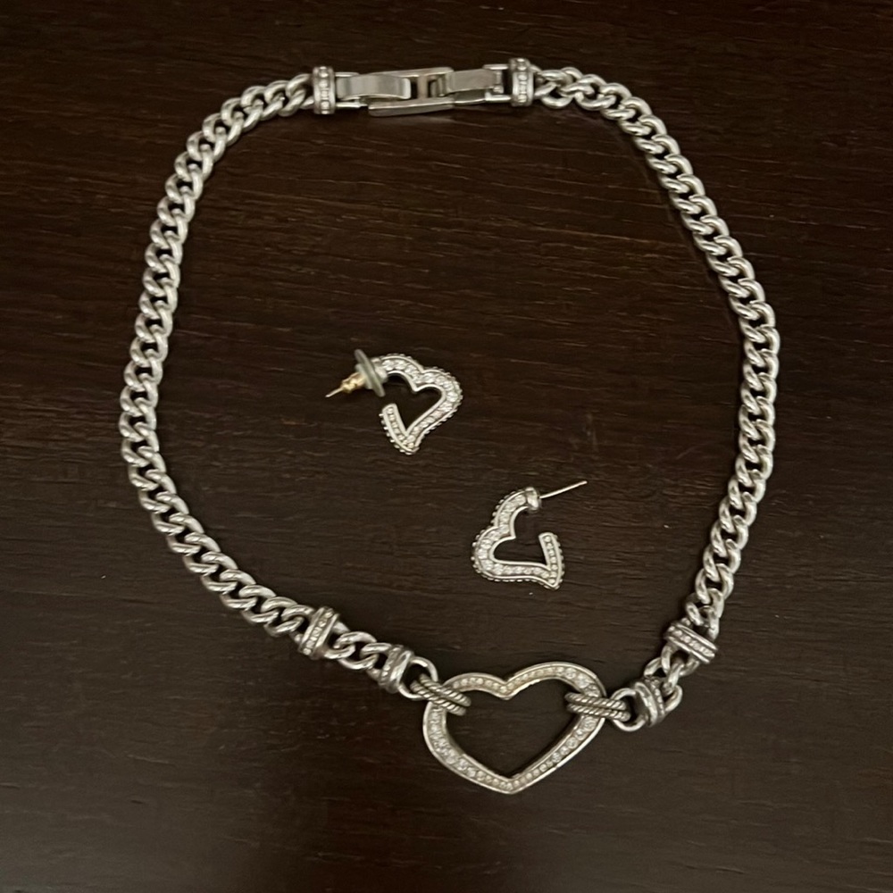 Beautiful heart necklace earring set from Brighton.
